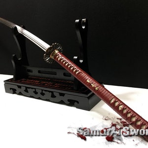 1095 Folded Carbon Steel Nagamaki Sword, Hand forged Nagamaki, Double Bohi Nagamaki for Sale with Redwood Saya
