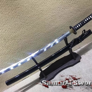 Benutzerdefinierte Katana zum Verkauf mit Metalllegierungsbeschlägen, Katana Samurai-Schwert, echtes Katana mit schwarzer Seide Ito Wrap, Katana Schwert aus Kohlenstoffstahl 1060