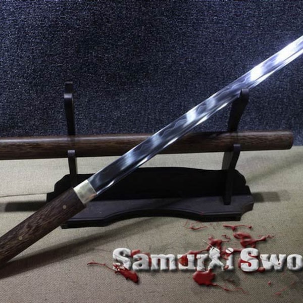 Buy Ninja Sword with Rosewood Saya, Functional Handmade Ninjato Sword for Sale, Clay Temepered T10 Ninjato Blade with Bohi