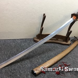 Handmade Japanese Katana Sword, Tamahagane Steel Katana Blade with Rosewood Saya, Full Tang Katana Blade for Sale with Hadori Polish