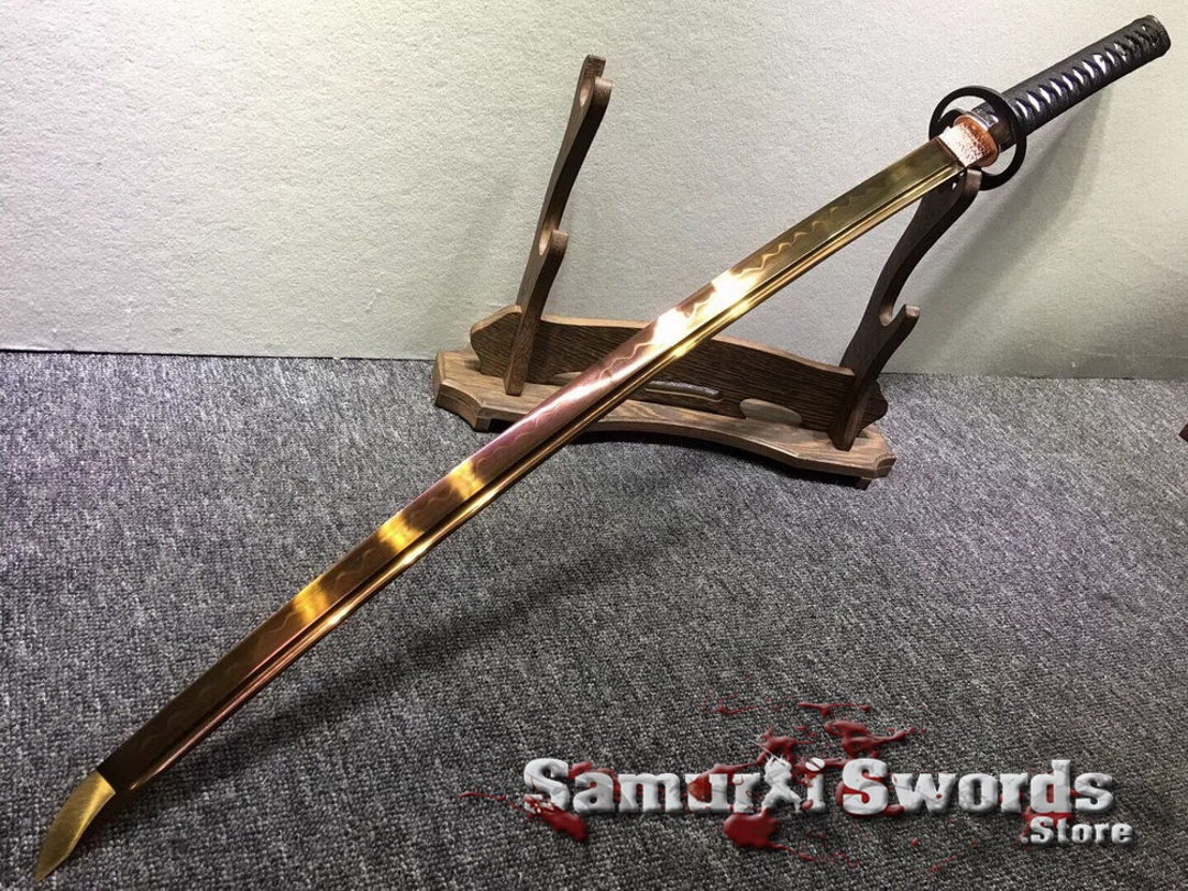 Katana Samurai Sword With Gold Acid Dye, Buy Real Katana Sword With
