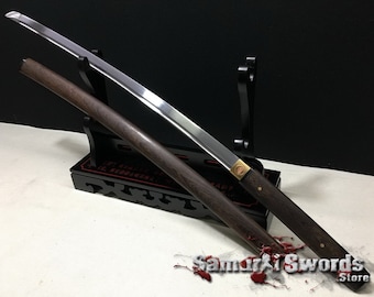 9260 Folded Spring Shinken Katana, Full Tang Real Katana for Sale, Rosewood Saya Samurai Japanese Katana with Buffalo Horn Fittings