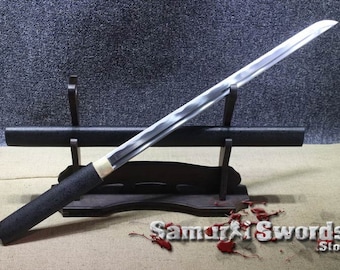 Handmade Shirasaya Sword for Sale, Japanese Samurai Shirasaya with Matt Black Hardwood Saya, 1060 Carbon Steel Shirasaya Blade