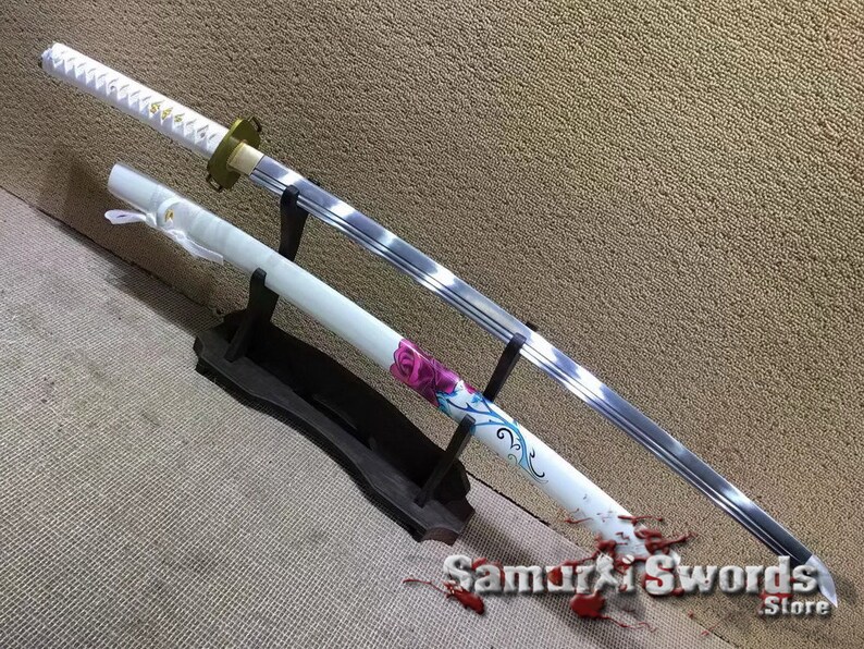 Samurai Katana Sword With Rose Inscription Saya Hand Forged - Etsy