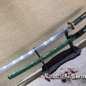 Full Tang Japanese Katana Blade with Bohi, 1060 Folded Steel Hand Made Katana, Shinken Katana, Katana Sword for Sale with Brass Fittings
