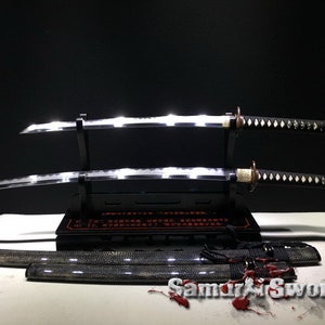 T10 Katana and Wakizashi with Hadori Polish, Full Tang Katana and Wakizashi Swords, Handmade Daisho Sword Set