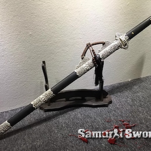 T10 Chinese Jian Sword for Sale, Hand forged Chinese Jian Blade, Real Jian Sword with Ebony Wood Scabbard, Custom Jian Blade for Sale