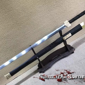 Chinese Sword for Sale with Ebony Wood Scabbard, Handmade Chinese Sword, Folded Steel 1095 Chinese Sword Blade