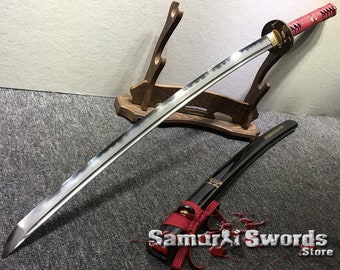 T10 Clay Tempered Steel Japanese Katana, Handmade Katana with Bohi, Full Tang Shinken Katana with Hadori Polish, Custom Katana for Sale