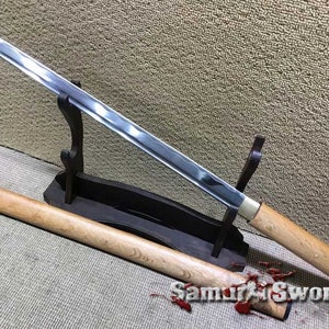 Custom Wakizashi Ninjato Blade for Sale, Real Wakizashi Ninjato Sword with Maple Wood Saya, Carbon Steel 1060 Wakizashi Ninjato Sword