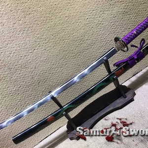 Real Katana for Sale with T10 Clay Tempered Steel, Custom Katana with Black Hardwood Saya, Full Tang Japanese Samurai Katana Blade with Bohi