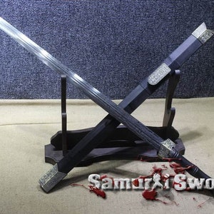 Handmade Chinese Jian Sword for Sale, Chinese Sword with Metal Alloy Fittings, Clay Tempered T10 Chinese Jian Blade with Blood Groove