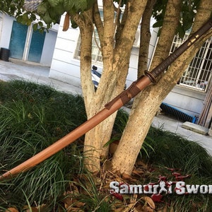 Large Nagamaki Sword for Sale with Bohi, Full Tang Handmade Nagamaki with Rosewood Saya, Folded Steel Carbon Steel 1095 Nagamaki Blade