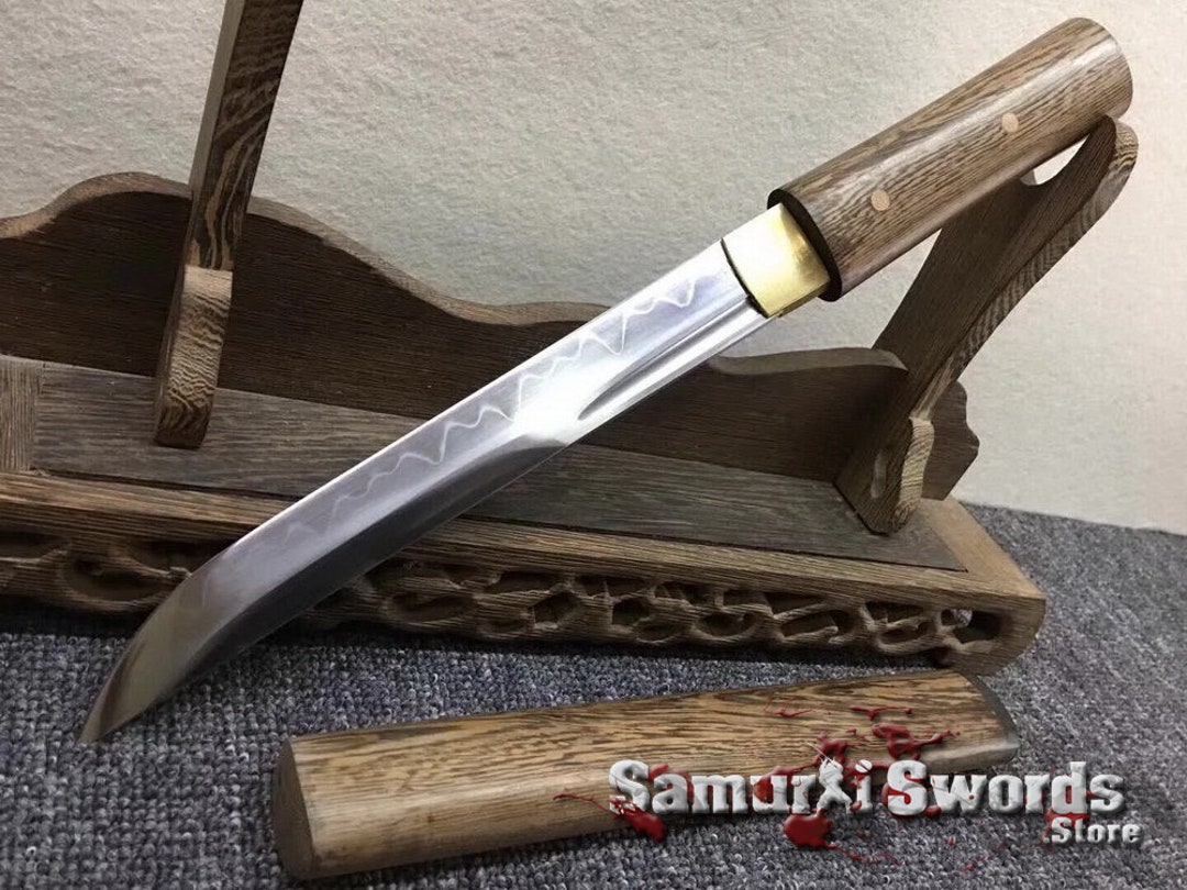 T10 Steel Samurai Tanto Knife, Hand Tanto Sword With Rosewood