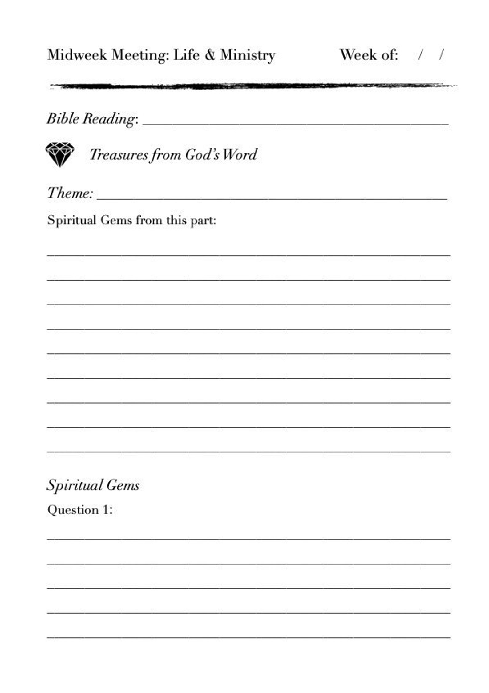 Updated 2021 JW Midweek Meeting Notes A5 Planner Agenda GM Etsy