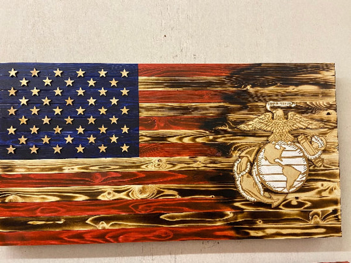 Marine Corp Wood Flag Wooden USMC Flag Marine Corps Flag Etsy