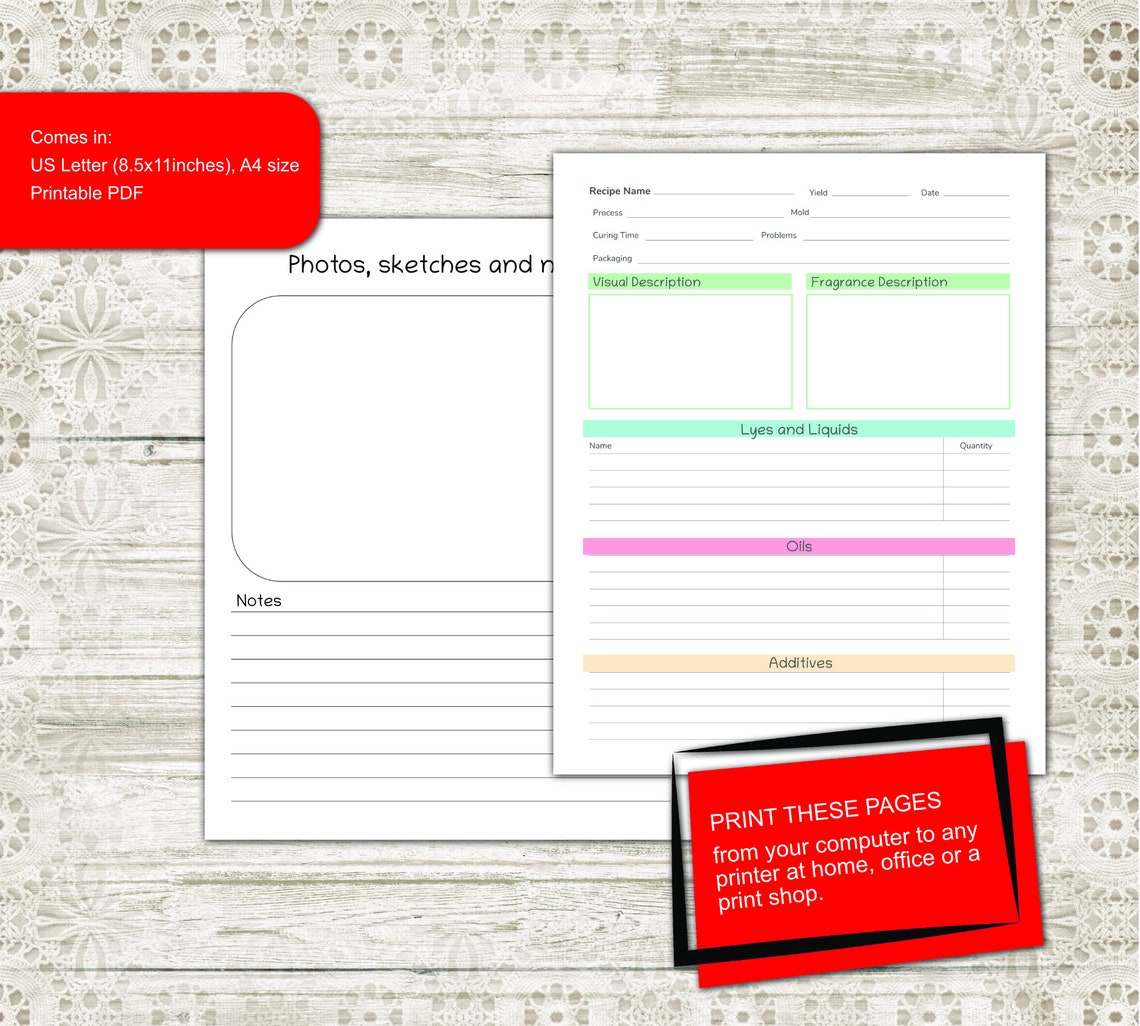 Soapmaking Journal Printable Download Etsy