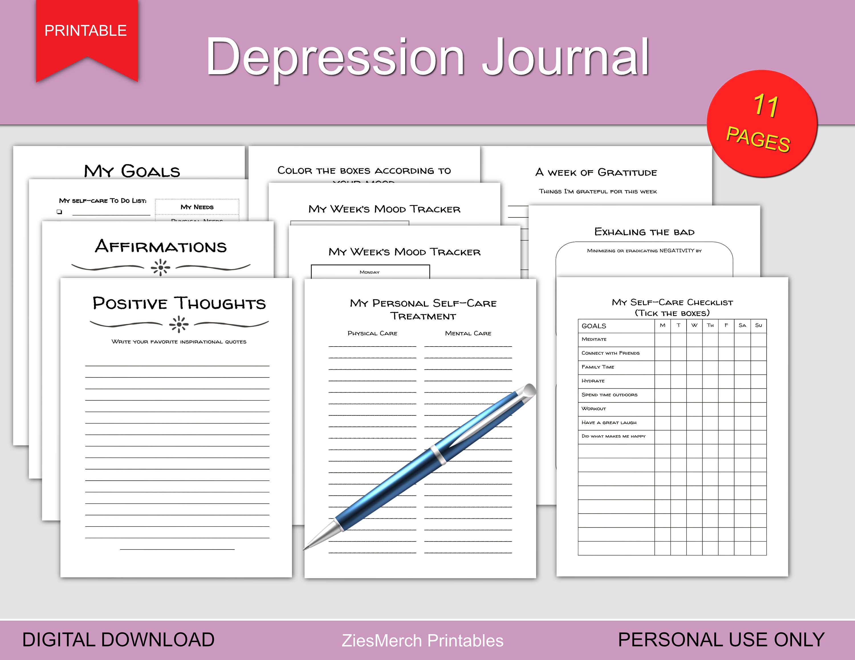 Depression Journal Printable Download Etsy depression-journal-printable-download-etsy