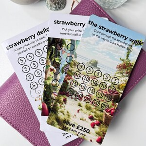 Strawberry Trio Savings Challenge Bundle | A6 Cash Stuffing Set | 3 Inserts | Laminated Reusable