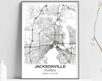 1876 Jacksonville Florida Vintage Old Panoramic City Map 18x24