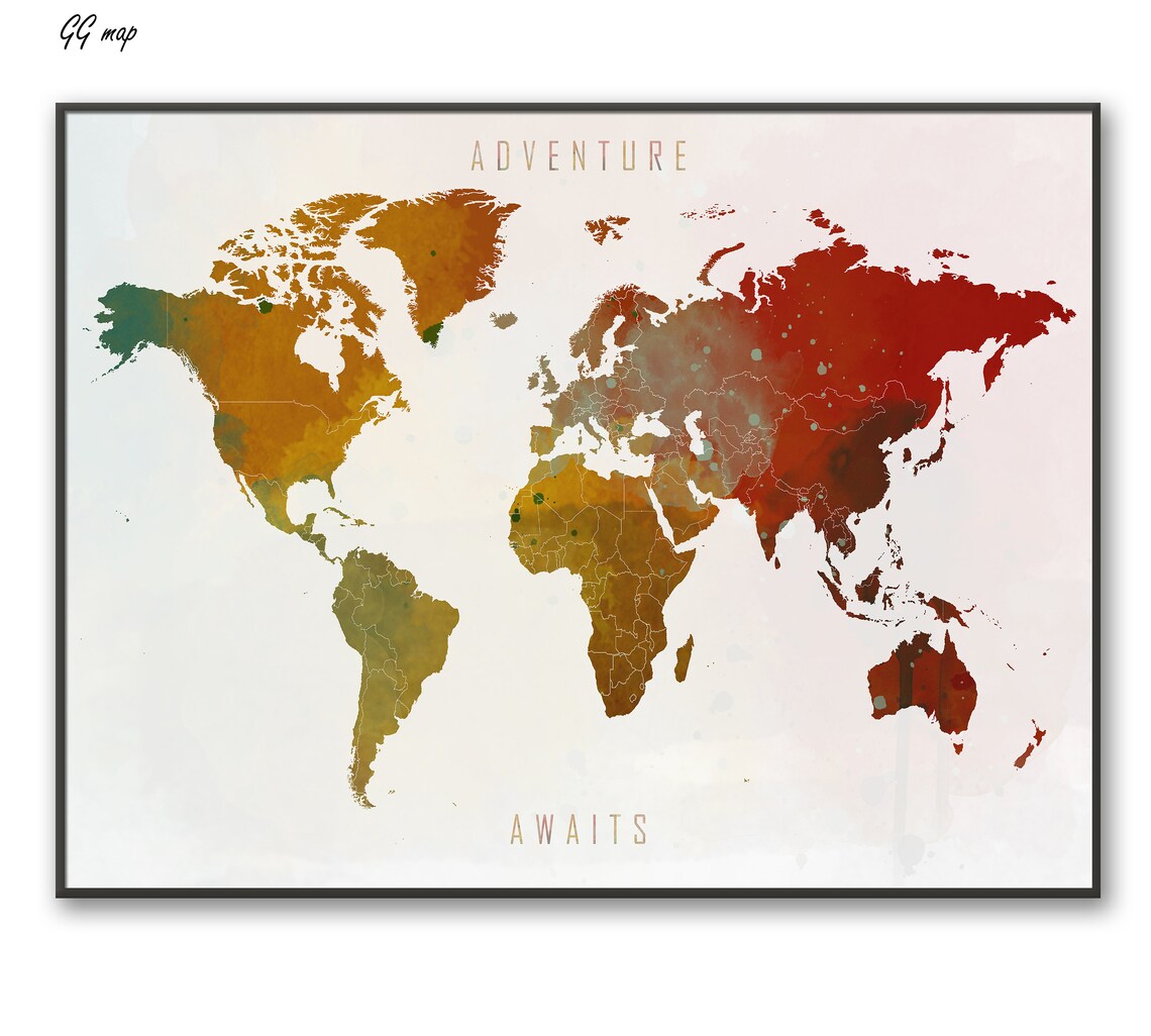 adventure awaits world map world map print world map etsy