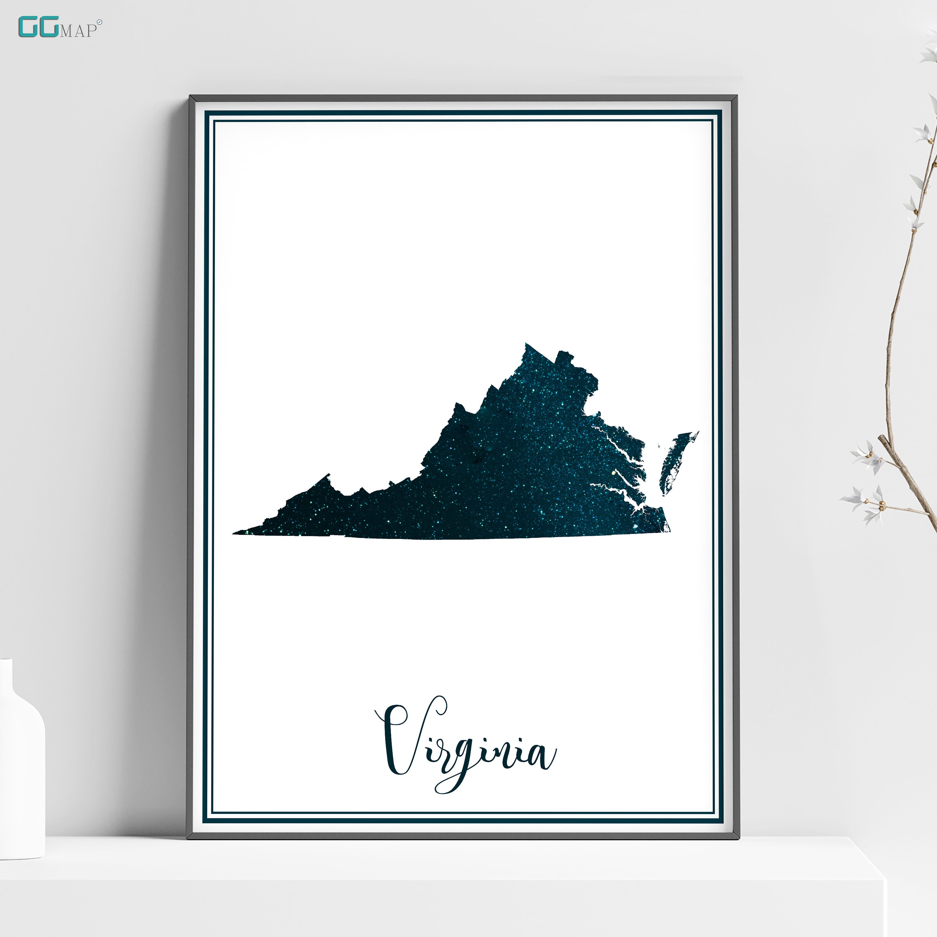 VIRGINIA Karte Virginia Sterne Karte Reise-Plakat Home | Etsy