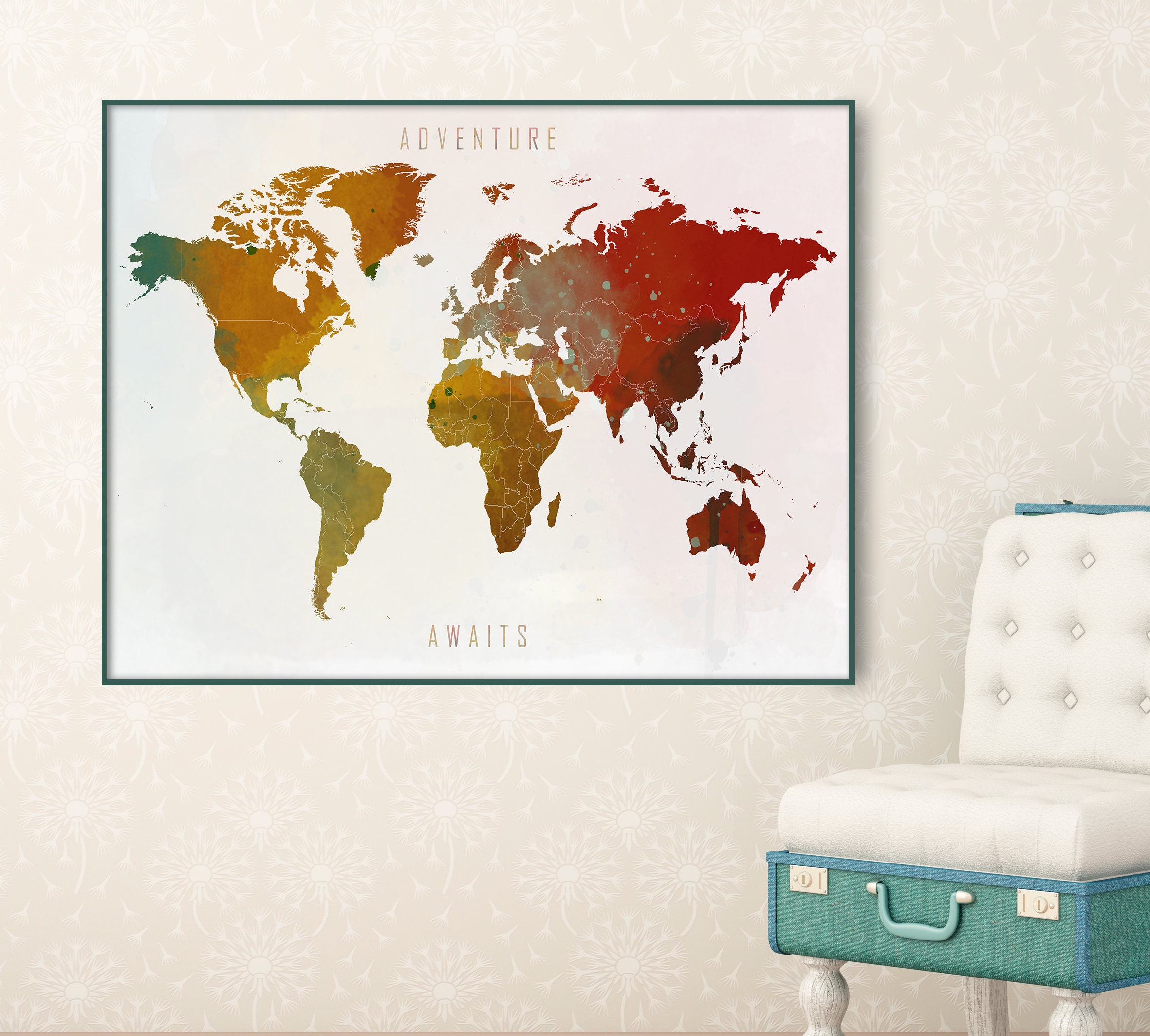 adventure awaits world map world map print world map etsy