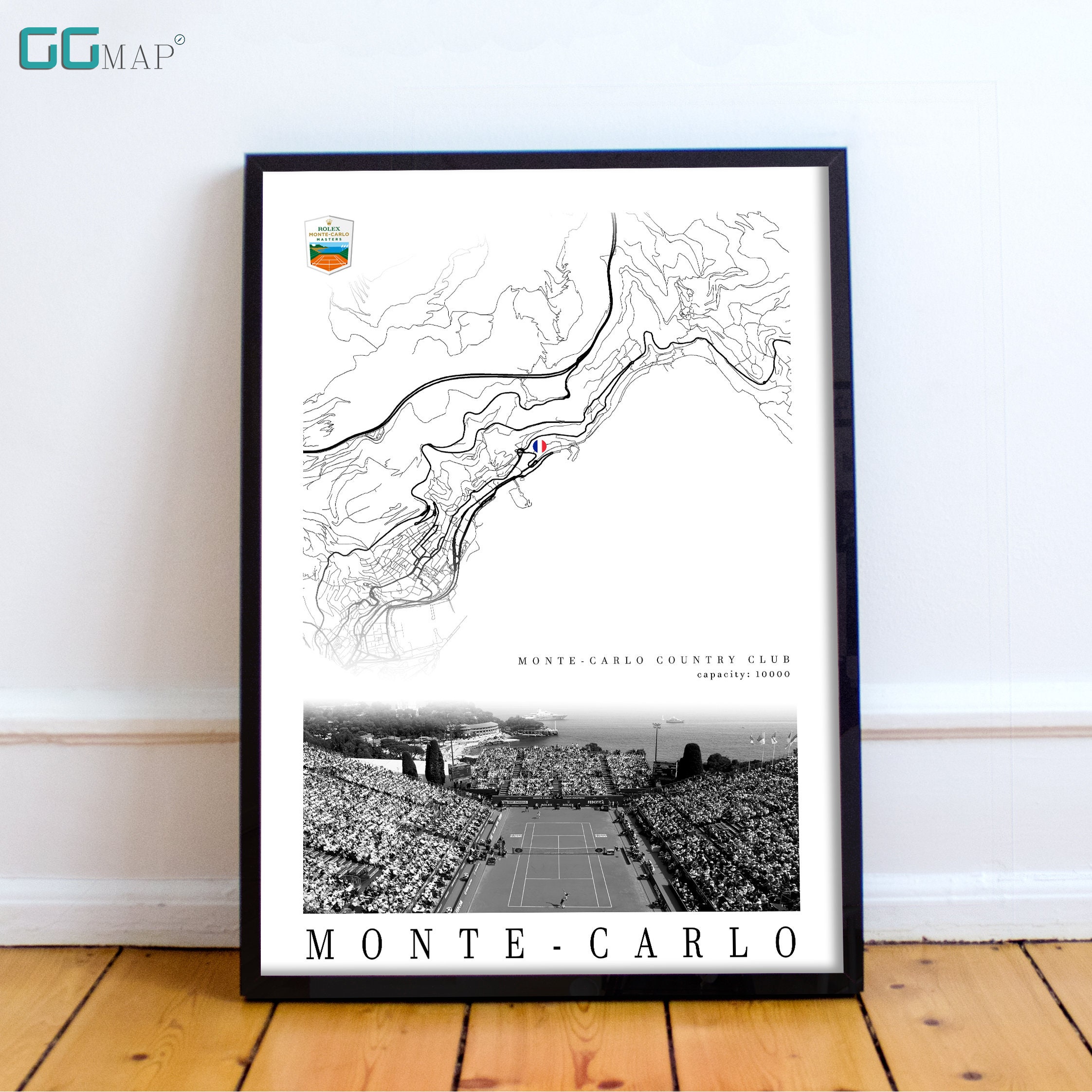 City Map of MONTE-CARLO Monte-c Country Club Decor Rolex Masters Decor ...