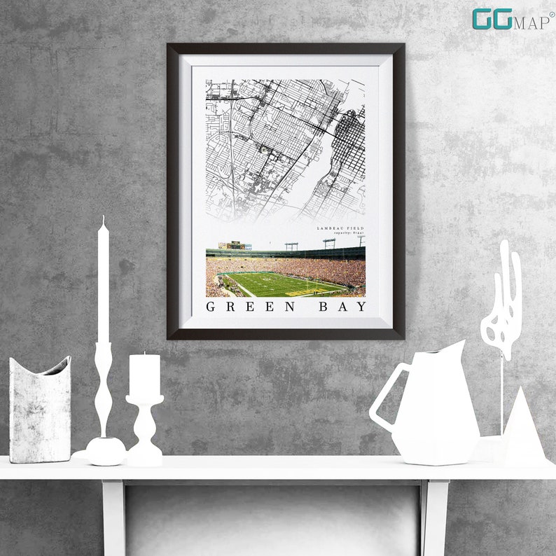 City Map of GREEN BAY Lambeau Field Home Decor Green Bay Lambeau Field