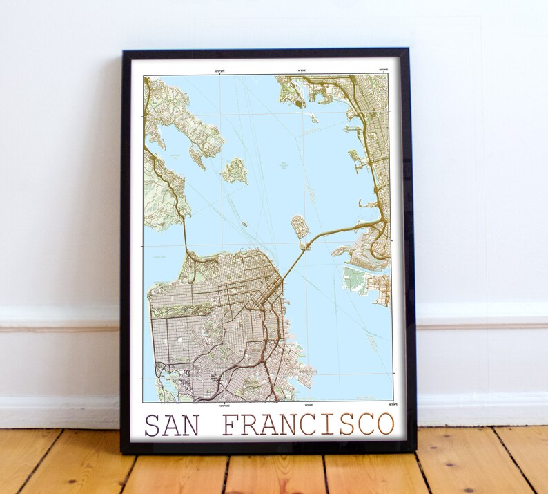 VINTAGE Map of San Francisco, California San Francisco Home Decor San