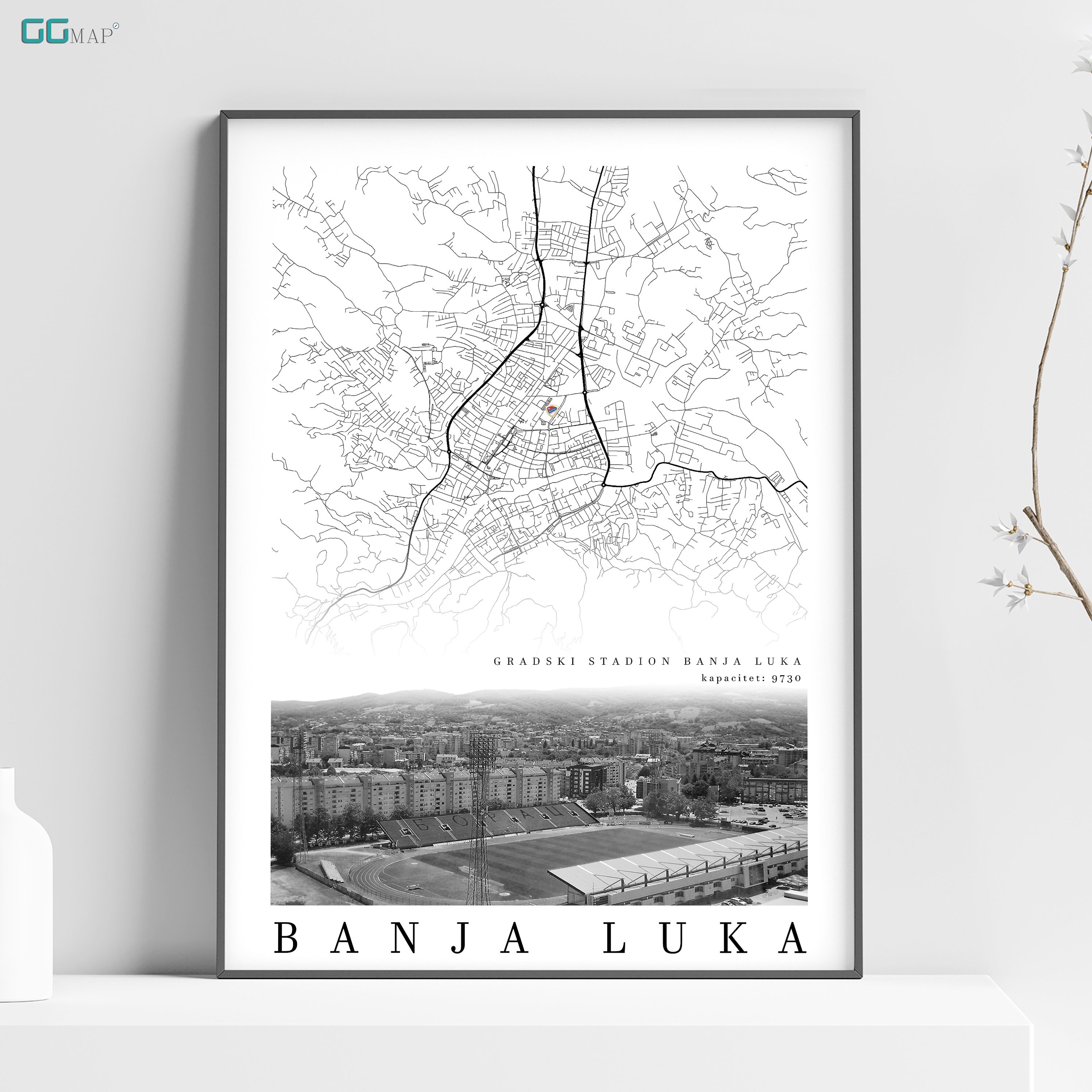 City Map of BANJA LUKA City Stadium Banja Luka Home Decor Banja Luka