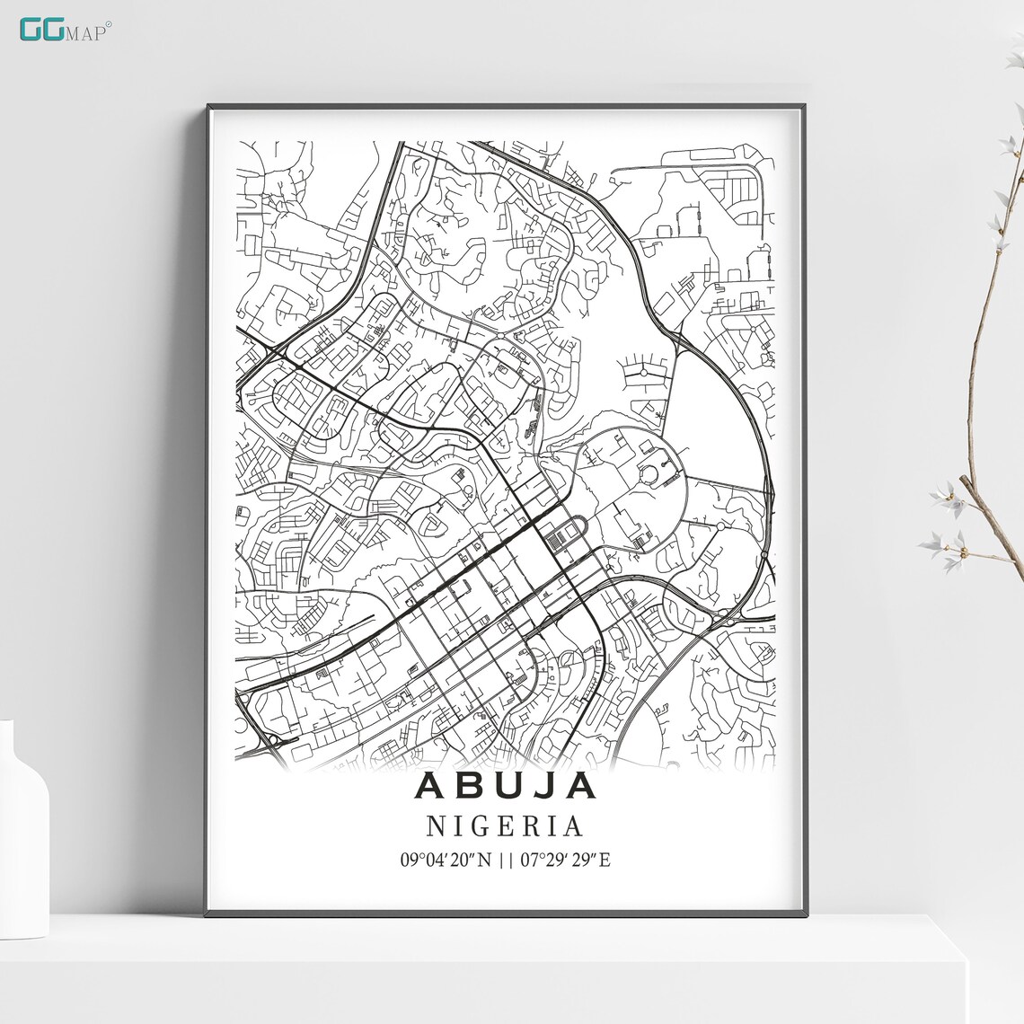 City Map of ABUJA Home Decor Wall Decor Office Map Travel Map Print Map