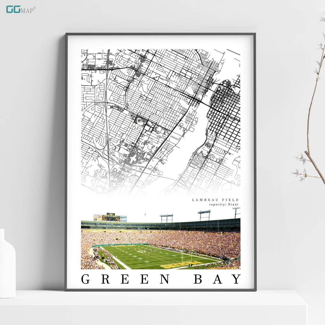 City Map of GREEN BAY Lambeau Field Home Decor Green Bay Lambeau Field