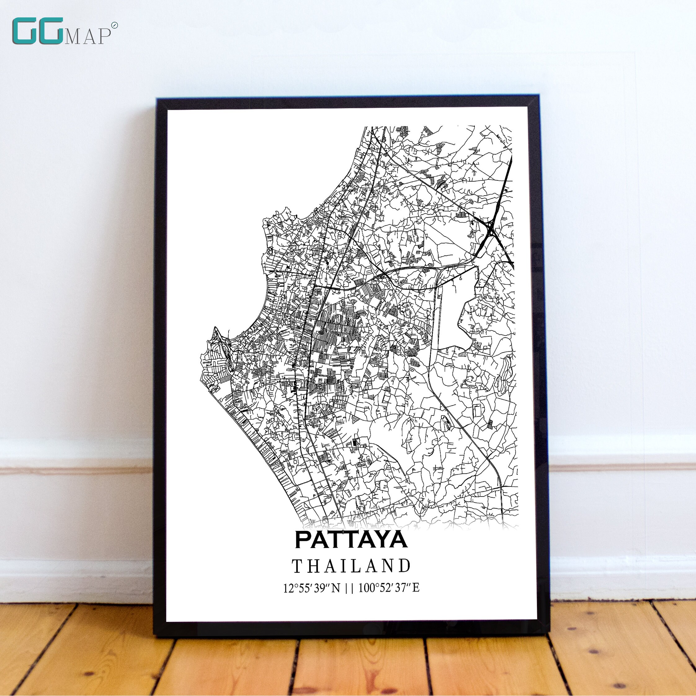 City Map of PATTAYA Pattaya Classic Map Home Decor Travel Map Print Map ...