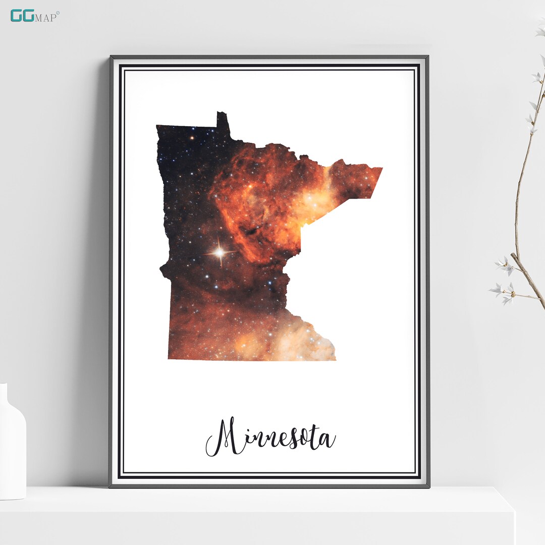MINNESOTA Map Minnesota Omega Nebula Map Travel Poster Wall Decor ...