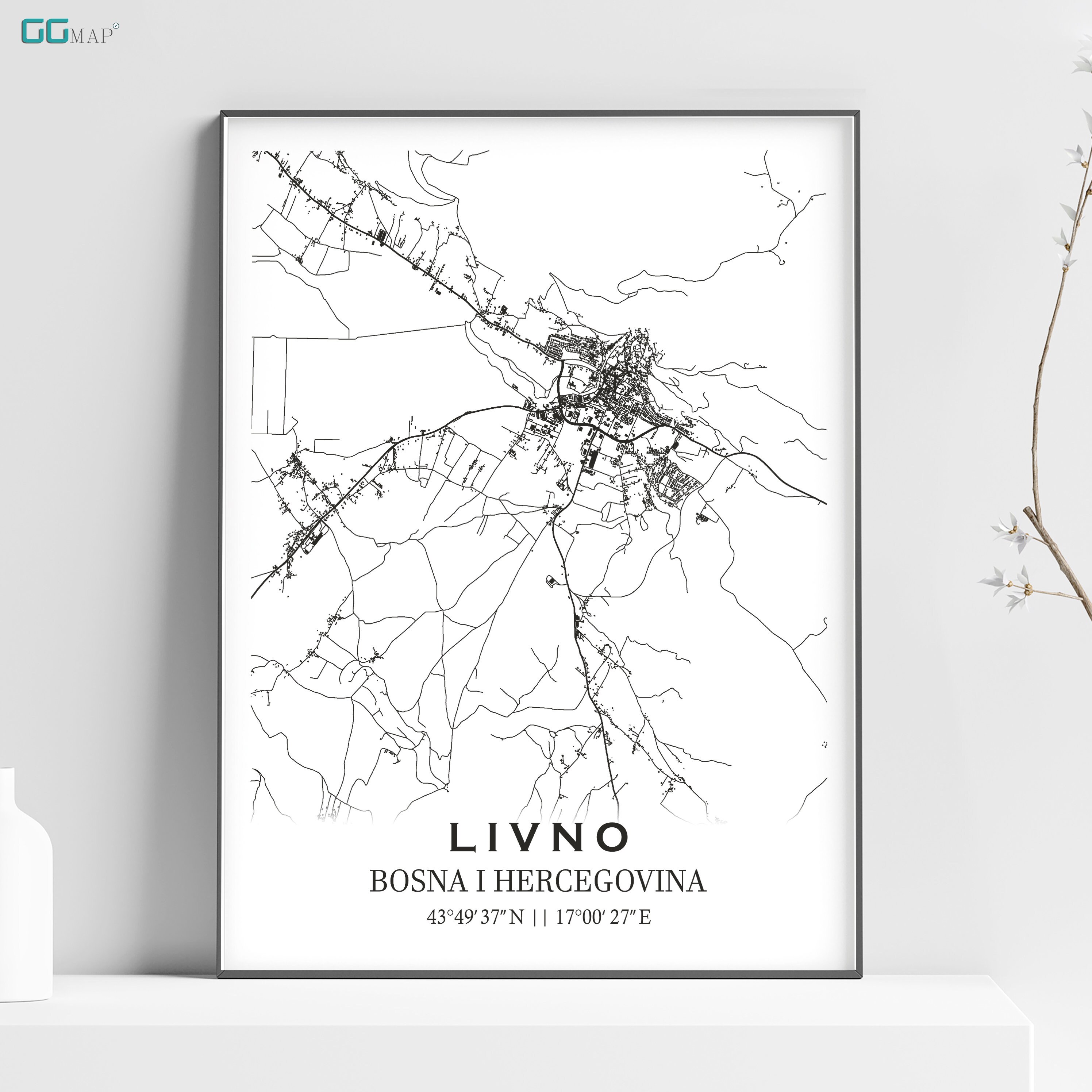 City Map of LIVNO Home Decor Wall Decor Office Map - Etsy