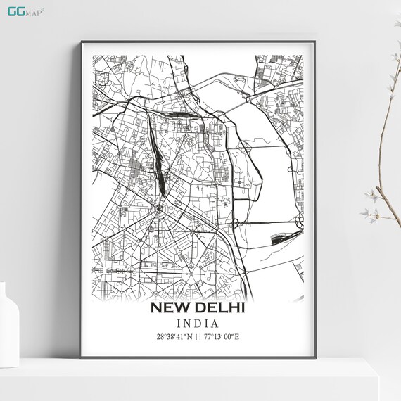 City map of NEW DELHI Home Decor Wall decor Office map | Etsy