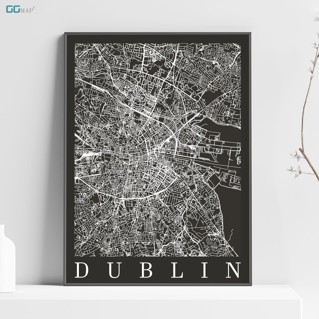 Map of DUBLIN Ireland Home Decor Dublin Wall Decor Etsy