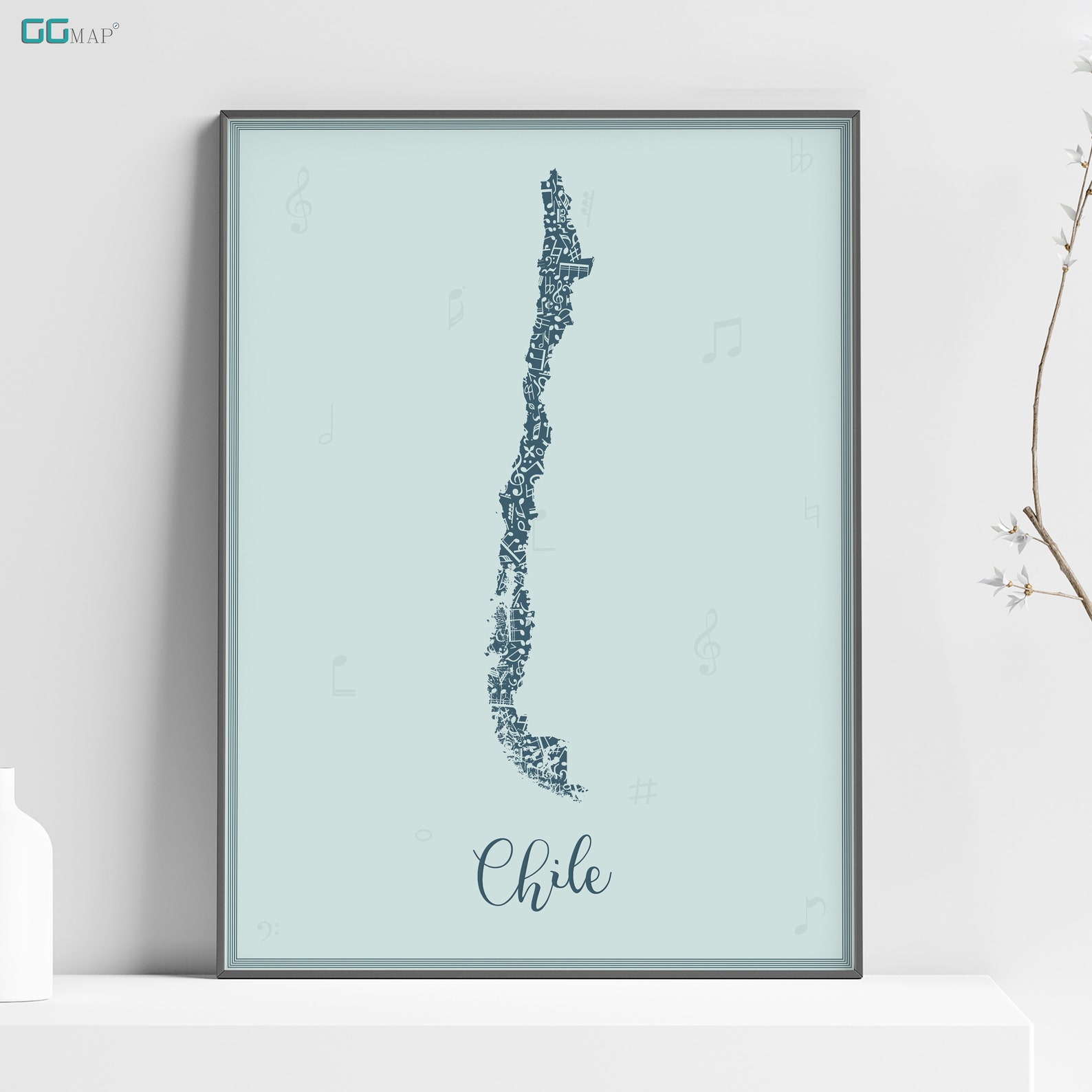 chile map chile music blue map travel poster home decor etsy chile map chile music blue map travel poster home decor etsy