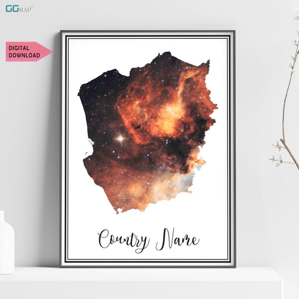 OMEGA Nebula Country Map DIGITAL DOWNLOAD - Omega Nebula Country Map - Your contry - Your poster - Personalized -