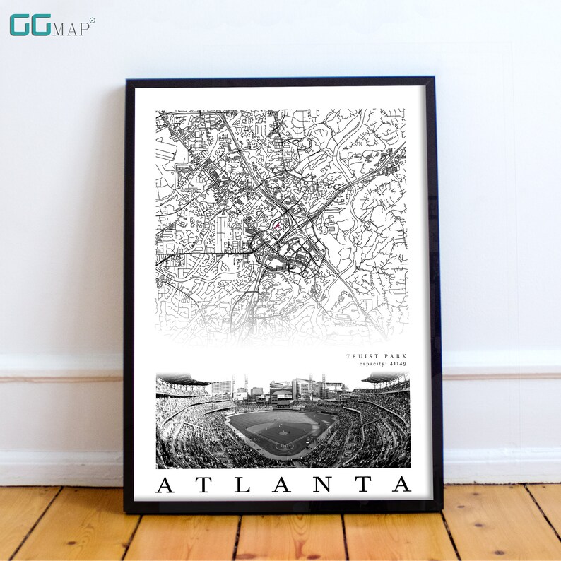 City Map of ATLANTA Home Decor Atlanta Truist Park Wall Etsy