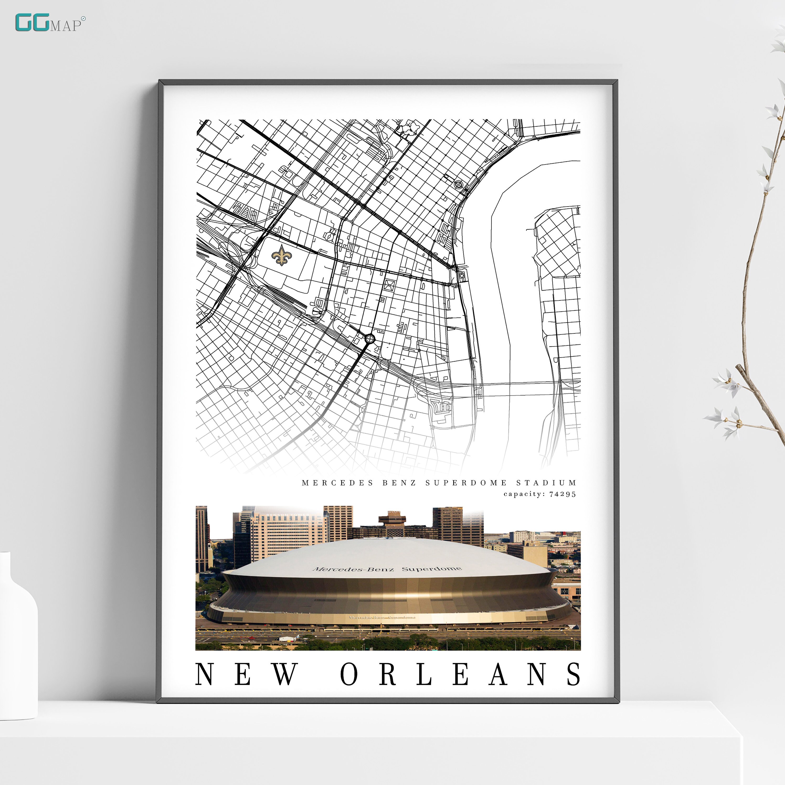 City Map of NEW ORLEANS Superdome Stadium Poster Home - Etsy