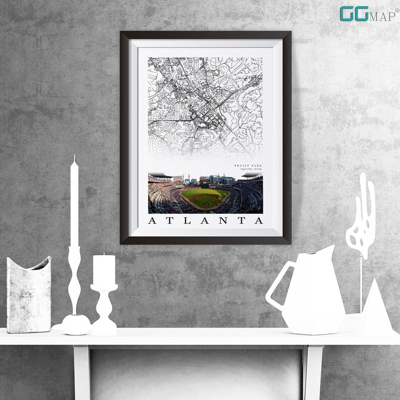 City Map of ATLANTA Home Decor Atlanta Truist Park Wall Etsy