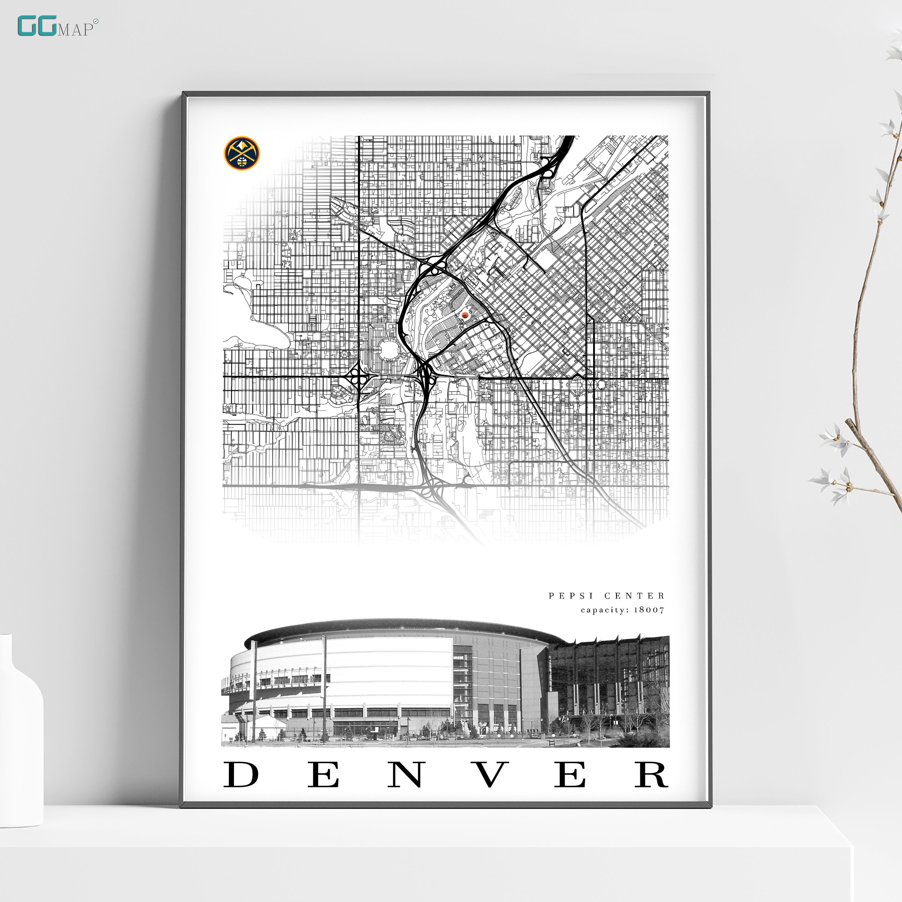 City Map of DENVER Pepsi Center Home Decor Denver Pepsi - Etsy