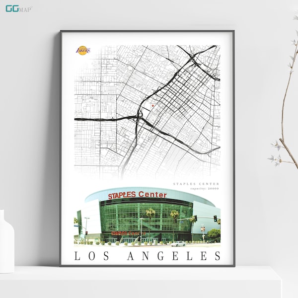 Stadt Karte von LOSAngELS – Klammern Center – Home Decor Los Angeles – Klammern Center Wanddeko – Los Angeles Poster – Druck Karte