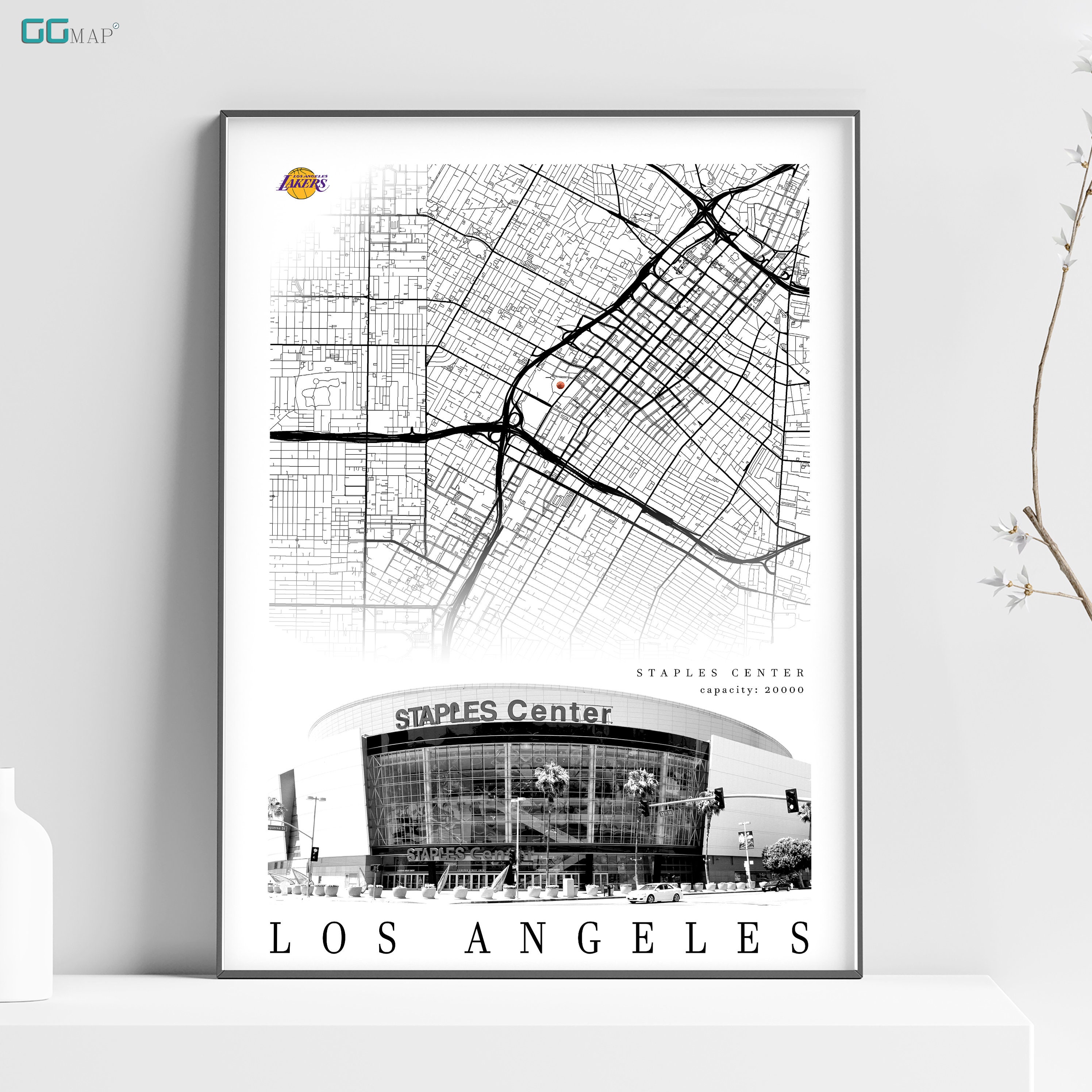 City Map of LOS ANGELES Staples Center Home Decor Los Angeles Staples