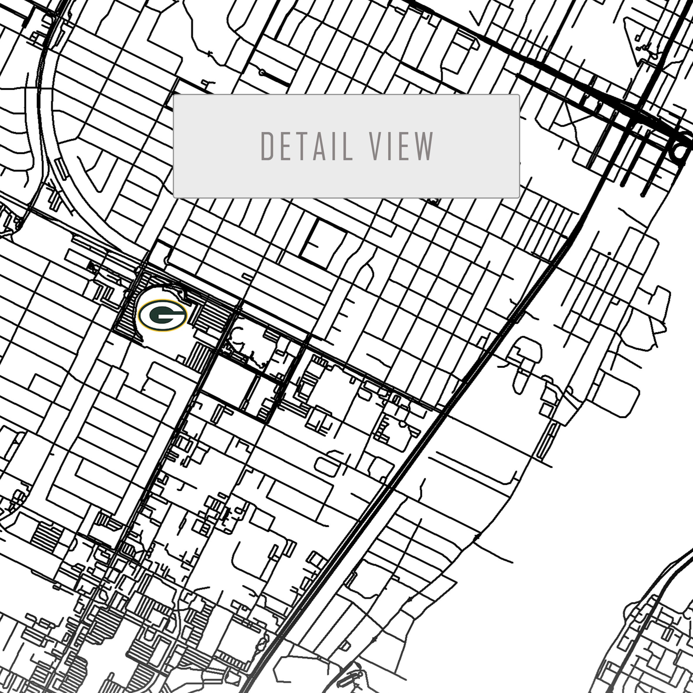 City Map of GREEN BAY Lambeau Field Home Decor Green Bay Lambeau Field