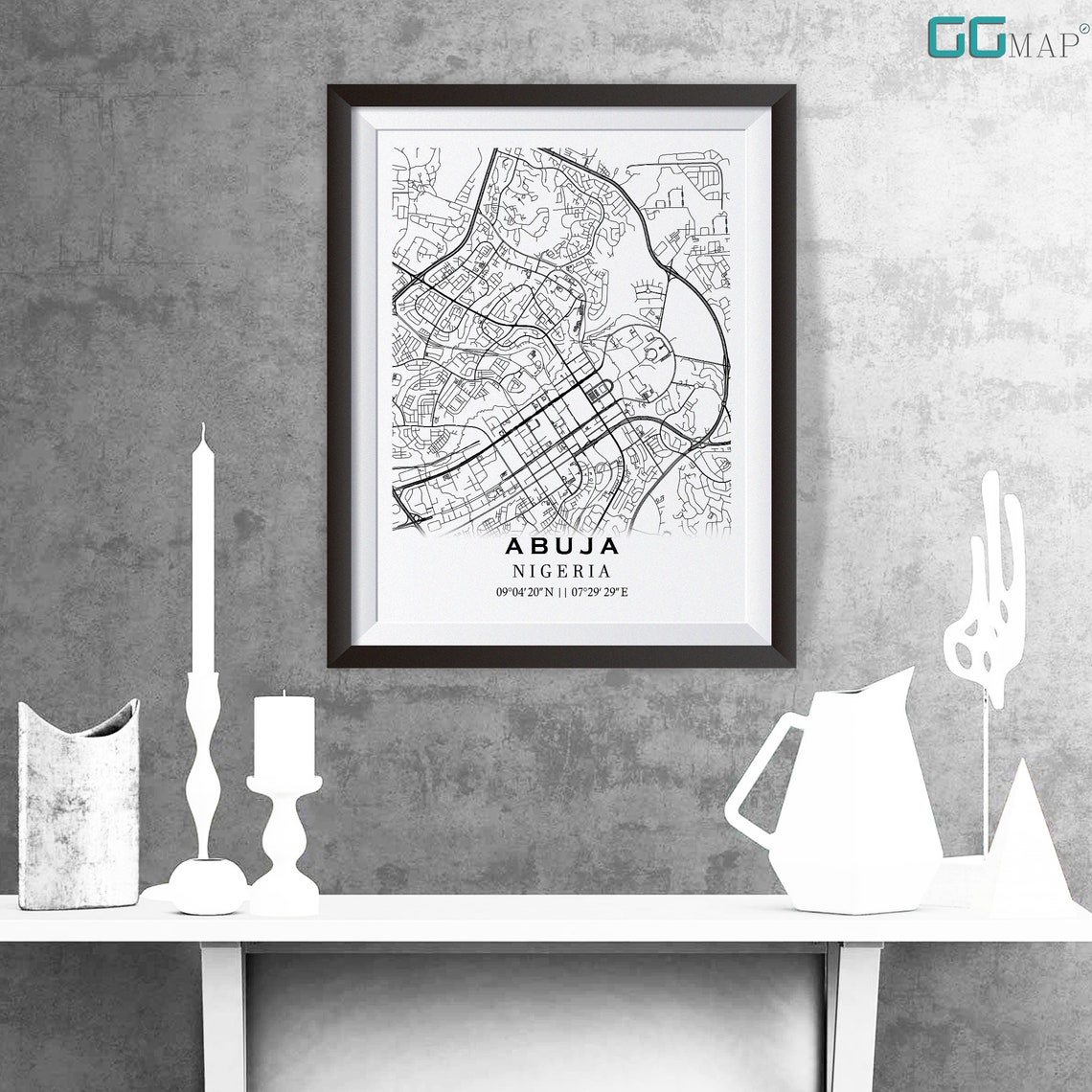 City Map of ABUJA Home Decor Wall Decor Office Map Travel Map Print Map