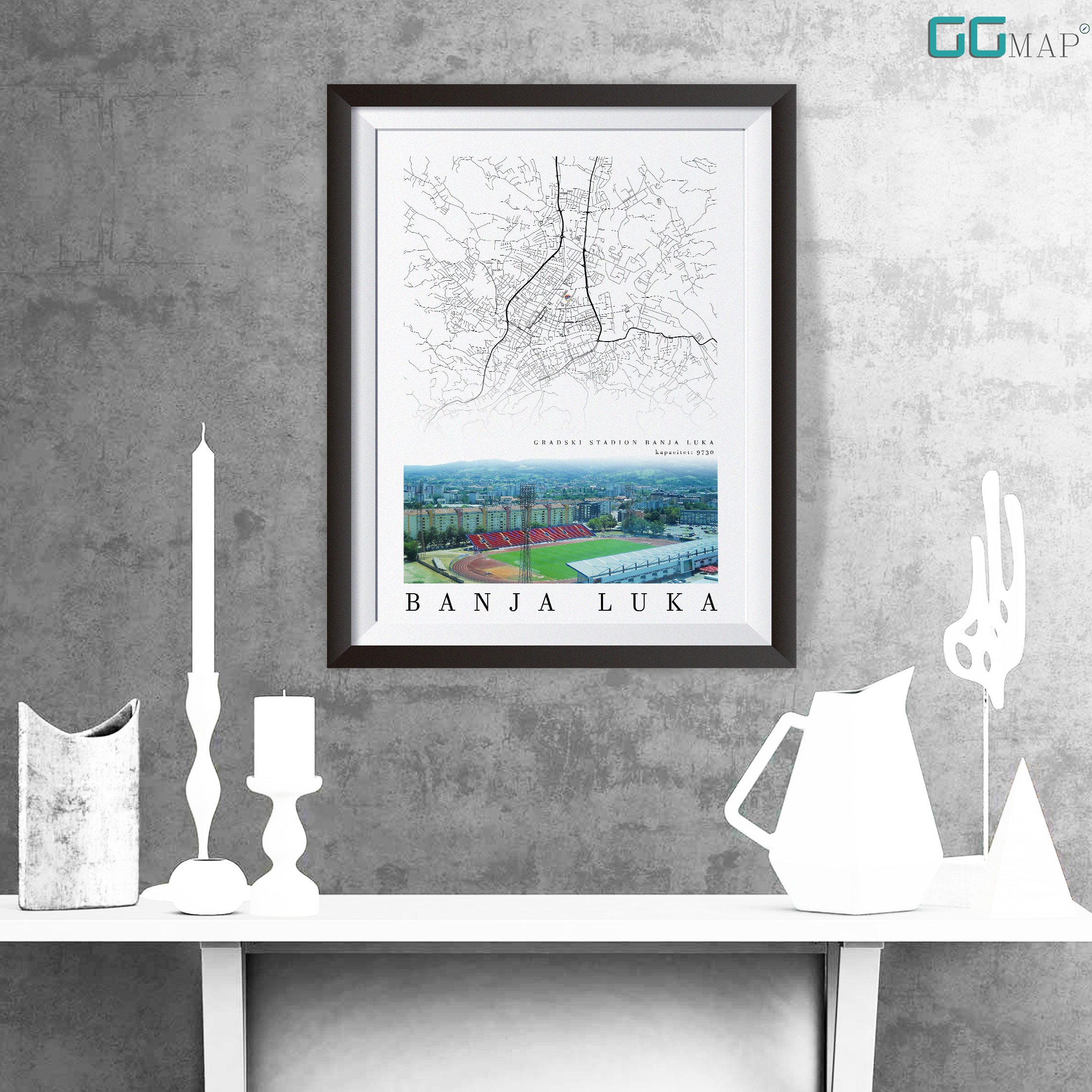 City Map of BANJA LUKA City Stadium Banja Luka Home Decor Banja Luka