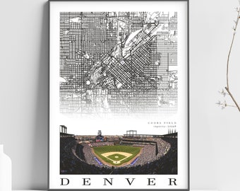 City map of DENVER - Home Decor Denver - Coors Field wall decor - Denver poster - Colorado Rockies - Print map